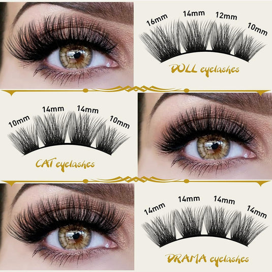 60 Cluster Lashes, 30D C Curl Mix 12/14/16mm Individual Lashes Extensions At Home