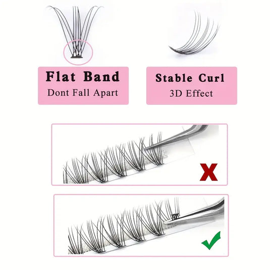 60 Cluster Lashes, 30D C Curl Mix 12/14/16mm Individual Lashes Extensions At Home
