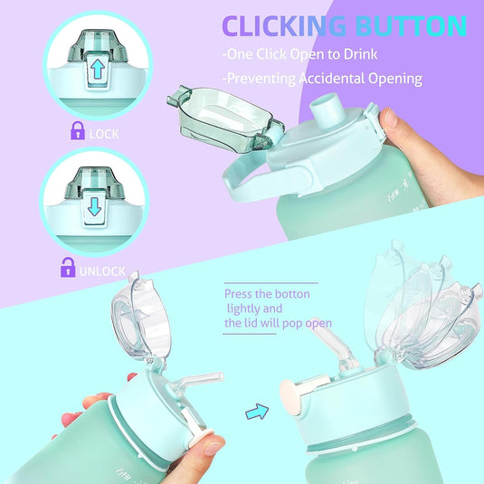 3 Pack Water Bottles Set with 2L Large Bottle 900ML Portable Bottle and 500ML Mini Bottle