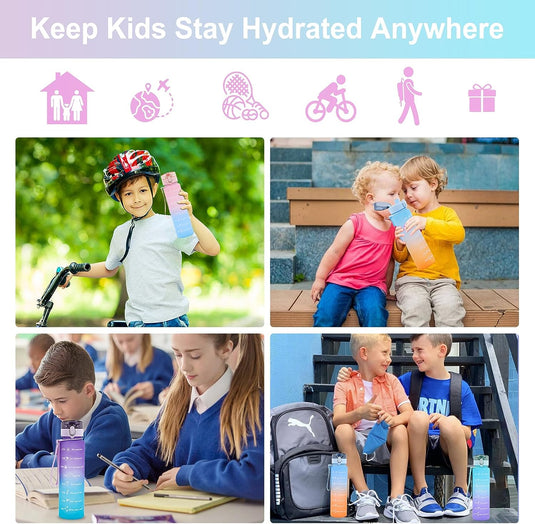 3 Pack Water Bottles Set with 2L Large Bottle 900ML Portable Bottle and 500ML Mini Bottle