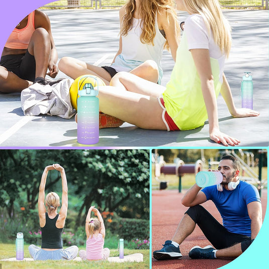 3 Pack Water Bottles Set with 2L Large Bottle 900ML Portable Bottle and 500ML Mini Bottle