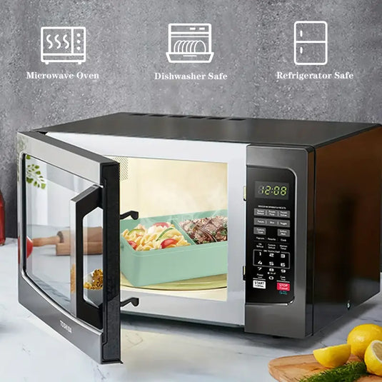 1pc 2-Tier Bento Box With 3 Compartments With Large Capacity, Lunch Box With Spoon And Fork, suitable for Microwave and Dishwasher Safe (Lid Can't)