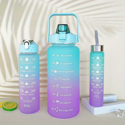 3 Pack Water Bottles Set with 2L Large Bottle 900ML Portable Bottle and 500ML Mini Bottle