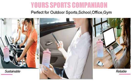 3 Pack Water Bottles Set with 2L Large Bottle 900ML Portable Bottle and 500ML Mini Bottle